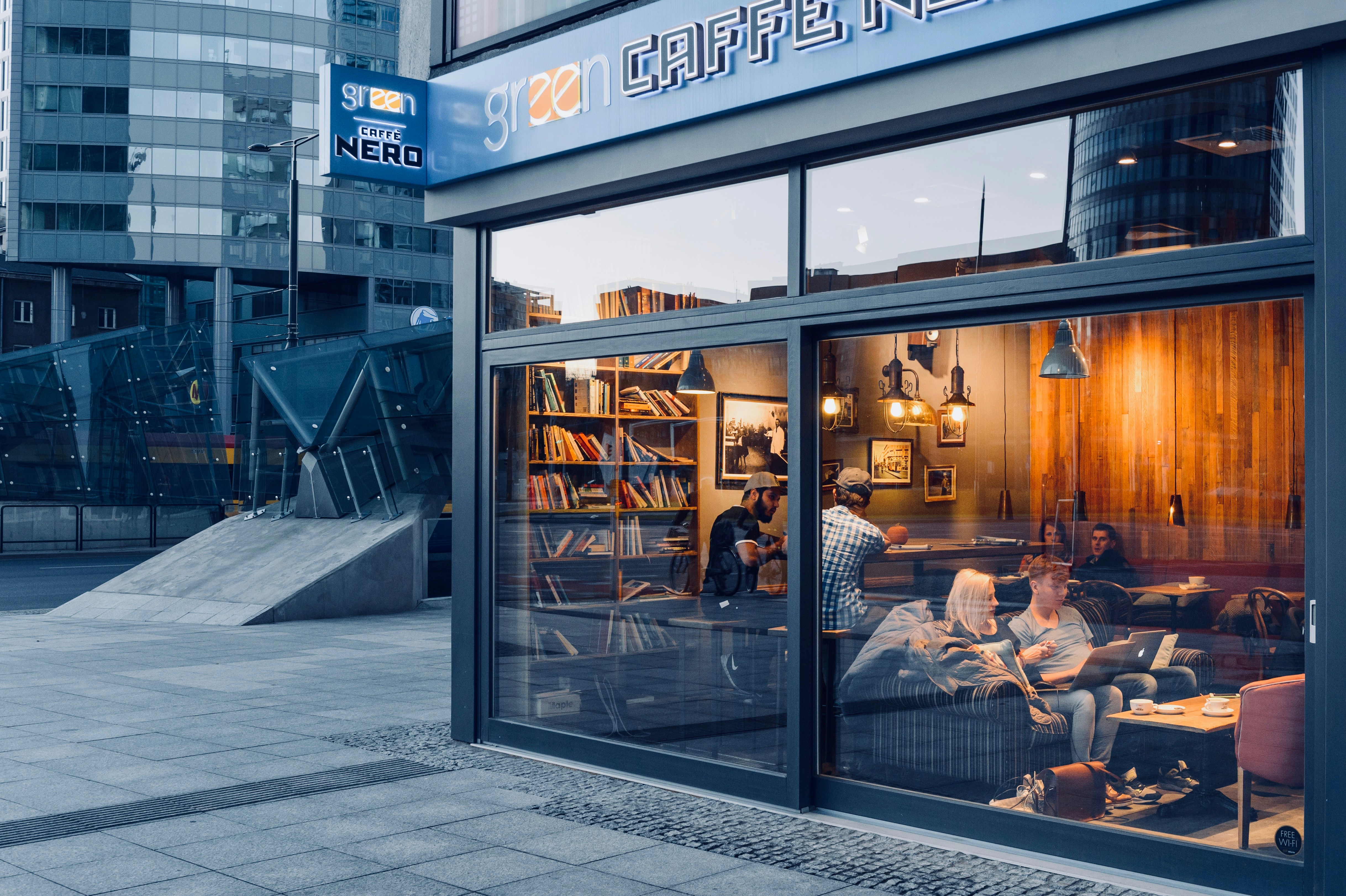 Cozy morning cafe square