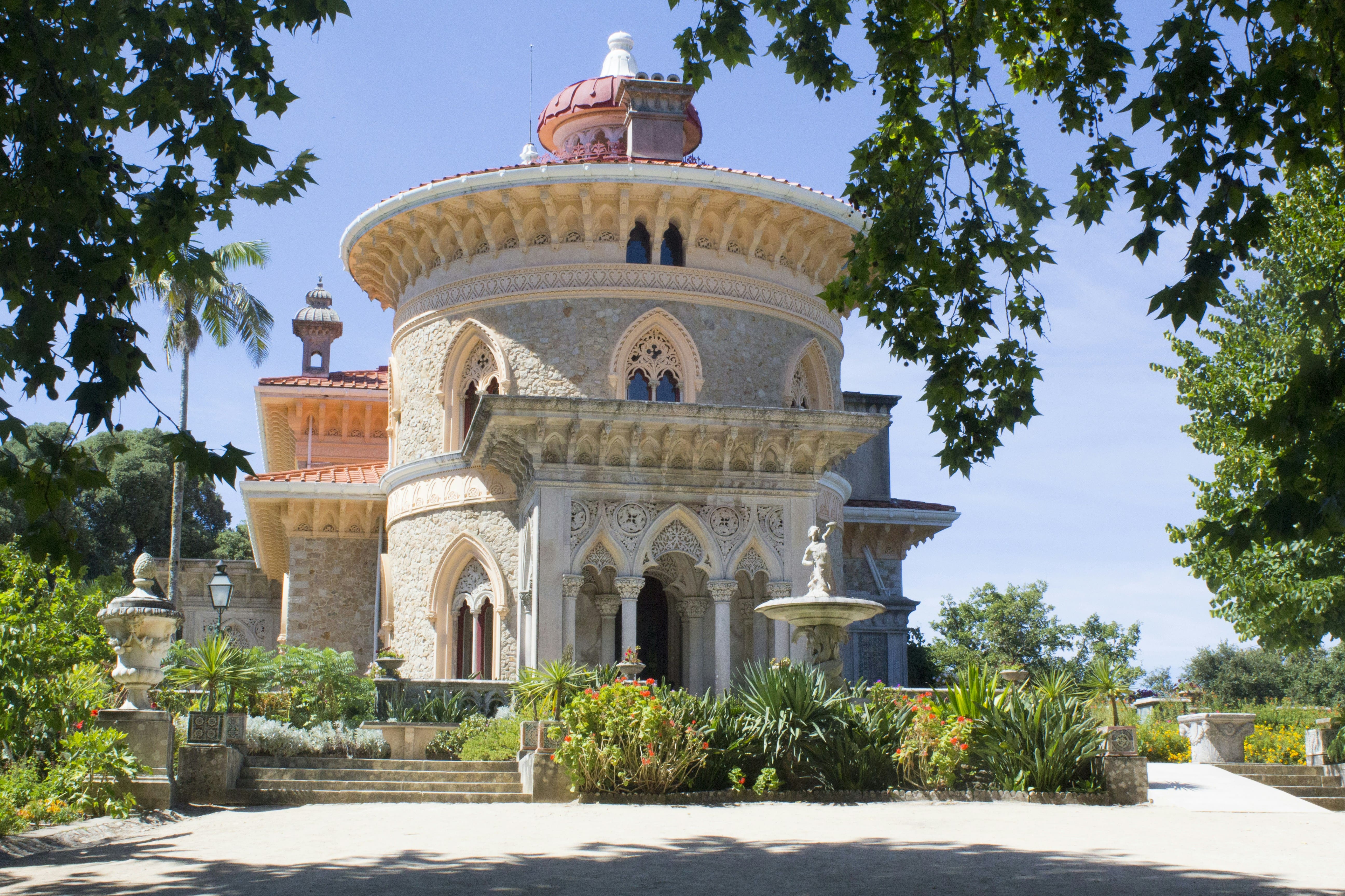 Colorful Pena Palace in Sintra surrounded by forest